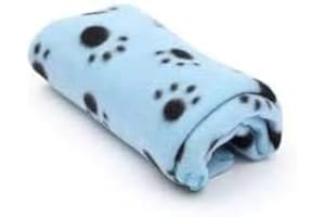 PET GURU Blue SOFT COSY WARM FLEECE PAW PRINT PET BLANKET DOG PUPPY ANIMAL CAT BED