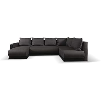 Meublo Canapé Dangle Convertibles 4 Place Tissu Gris Foncé