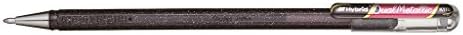 PentelK110 Hybrid DualMetallic Gel Rollerball, 1.0mm Tip, Black/Metallic Red (Pack of 12)
