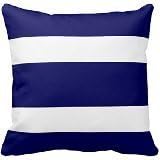 Generic Custom Square Nautical Navy Blue And White Stripe Pillow Cover Cotton Pillowcase Cushion Cover 16 X 16
