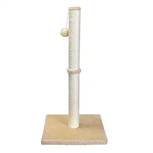 petellow 31'' Tall Cat Scratching Post - Cat Claw Scratcher with Hanging Ball - Scratching Posts for Indoor Large Cats - Durable Stable Cat Furniture with Sisal Rope - Cat Scratch Post - Beige