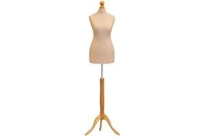GEGIZUN H & H Traders Cream Female Tailors Mannequin Display Bust Dummy FOR Dressmakers Fashion Students With A Light Wood Base (Size 40/42, UK 12/14)