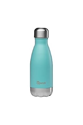 Qwetch - Bouteille Isotherme INOX 260ml - Maintient Vos Boissons au Chaud Pendant 12 Heures & au Frais Pendant 24 Heures – BPA Free - Bleu Pastel