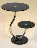 OXSHOTT BLACK GLASS/MARBLE LAMP TABLE