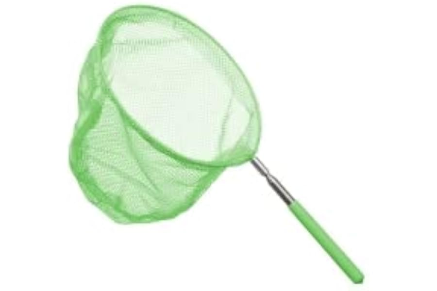 Kids Extendable Telescopic Fishing Mesh Net with Anti Slip Grip for Catching Butterfly Bug Insect Fish Crab| Outdoor Activity Toy for Garden Pond Beach Holiday Summer| Extendable to 84cm (Green)