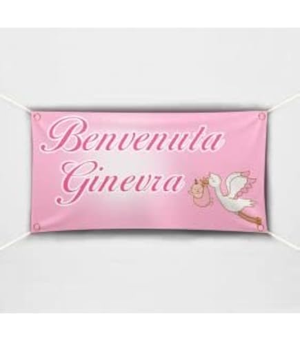 Striscione Personalizzato Per Nascita 'E' NATO' Con Nome Bambino - Banner In PVC Per Esterni 100x50 Cm - Resistente 5 Anni - copertina