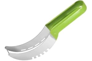 VIOJRLLY Couteau à Pastèque, Coupeur de Fruits en Acier Inoxydable avec Lame de Coupe Crochetée pour Papaye, Fruit Du-Dragon, Coupeur de Cantaloup, Coupe-Melon de Salade de Fruits pour Gadget de Cuisine