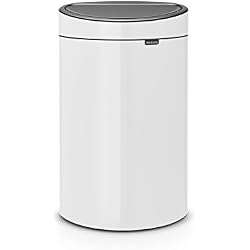 Brabantia Poubelle Touch Bin, 40 litres, Blanc, Capacité 40 Litres, 72,7 cm x 47,5 cm x 30,2 cm