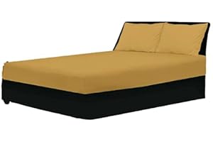 DN COLLECTION Fitted Sheet 40CM Deep Bed Sheet King Size 152X200CM Ochre Hotel Quality Poly Cotton (Ochre, King)