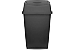 VTL® 50 LITRE PLASTIC WASTE SWING BIN - KITCHEN - HOME - RUBBISH - DUSTBINS - BLACK