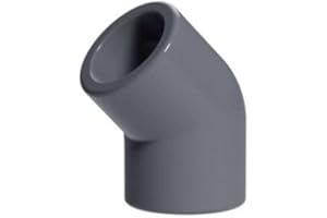 FINEST-FILTERS PVC Grey Metric Plumbing Fittings Pipe Tubing for Aquarium Fish Tank Pond Solvent Weld Plumbing Connectors (45 Degree Elbow, 20mm)