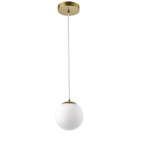 Preisvergleich Produktbild Glaskugel Pendelleuchte Weiße Ball Lampe Messing Gold Küche Wohnzimmer Deckenleuchte Licht 7,09"x 7,09" 15 cm