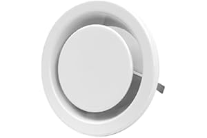 ABOUT VENT Ø 125mm Válvula de Aire Ajustable Redonda de Metal Blanco - Difusor de Escape - Rejilla de Ventilación de Pared - Con Resortes de Sujeción