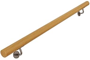 JIAJULASHOU123 Pasamanos De Madera Maciza Kit Completo,Pasamanos de Escalera Antideslizante Barandilla de Pared para Interiores para Villas,Lofts,Residencias de Ancianos (100cm)