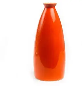 Caffeine Ceramic Handmade Orange Glazed Cylindrical Flower Vases (Set of 1)