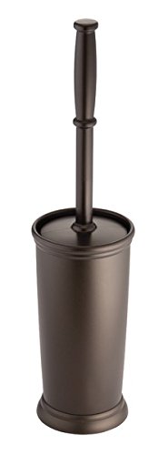 mDesign Toilettenbürste mit WC Bürstenhalter – hochwertige WC Bürstengarnitur in bronze bestehend aus Klobürste und Halter