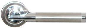 Lever on Rose Door Handles - Duo Part Satin / Part Polished Solid Stainless Steel