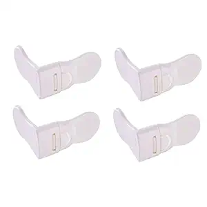 Babysafehouse 4 Piece Safety Lock for Cabinet, Drawer, Fridge with Strong Tape for Kids Protection (White)