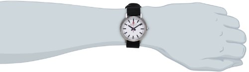 Mondaine Men's Quartz Watch with White Dial Analogue Display and Black Leather Strap A5123035816SBB