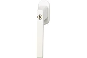 Abus Fg110 Maniglia con Blocco Antifurto, Serratura a Spinta con Cilindro per Finestre, Chiave Maestra, Livello di Sicurezza: 2, 59221, Bianco