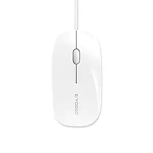 HUO JI V3000 Wired Mouse, Gaming Mouse Ergonomic, 1000dDPI, 3 Soft-Click Buttons, for PC, Laptop, Mac, White