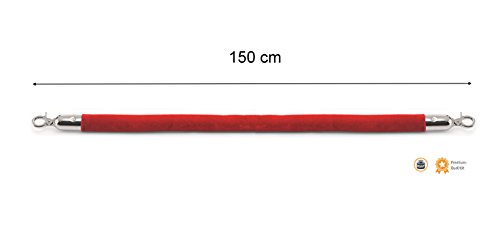 Preisvergleich Produktbild Kerafactum® - Absperrseil Tau Seil Verbindungstau Abgrenzung für Personen Personenleitsystem Absperrband Abgrenzungsgurt Sperre Absperrgurt Karabinerhaken chrome 150 cm dunkelrot barrier rope red