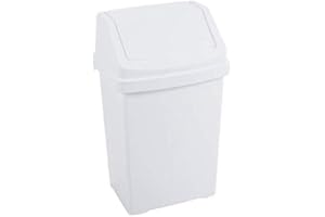 JMS we create smile Plastic Swing Lid Bins Recycle Waste Dust Bin 8/25 /50 L Home Kitchen Office (Ice White, 8 Litre)