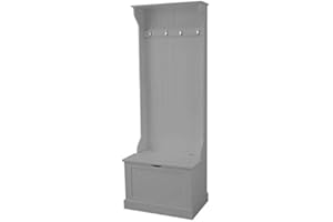 House and Homestyle Ashby Tall Hallway Unit with Storage Compartment and 4 Double Coat Hooks, MDF/PB, one Size