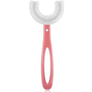 Heria Kids Toothbrushes Soft Silicone Children U Shape Toothbrush Whole Mouth Teeth Cleaning All Round Toothbrush for Kids Baby 2-12 Years Old (Heart Handle Toothbrush)