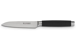 Le Creuset Santoku, 13 cm, Hoja de acero inoxidable 18 y 8 con borde recto, Mango de plástico, Inoxidable, Negro y Inox, 98000213000300
