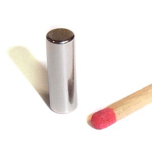 Stabmagnet Ø 5,0 x 15,0 mm N40 Nickel - hält 1 kg