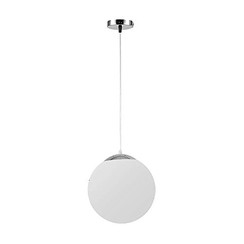 Araña de iluminación de techo de una sola cabeza blanca bola de cristal LED lámpara colgante de luz para la cocina Restaurante Cafe Hotel Foyer Decoración (Plata, 20CM)