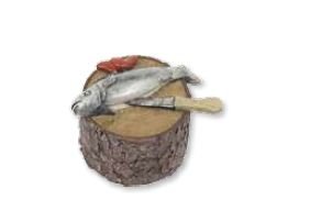 Fisch auf Hackstock 7x5x5 cm