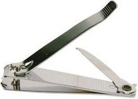 GROSSER Nagelknipser XXL 8cm vernickelt # Elina med # für Fußpflege # Pediküre # 3in1: Nagelschneider, Nagelreiniger, Nagelfeiler