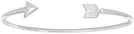 Silver with Rhodium Finish Shiny Sideways Arrow Fa Ncy Cuff Bangle