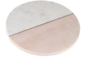 Biznest Round Blush Grey Marble Glass Worktop Protector Length: 30Cm Width: 50Cm Depth: 0.5Cm