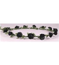boho floral head garland flower headband floral headdress wedding festival (black)