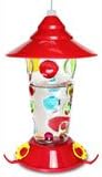 Handpainted Dots Glass Hummingbird Feeder