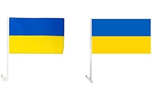ECLIPSE BRANDING Ukraine Car flags Set of 2 Car Flags Plastic Poles with 2 Ukraine Flags car window flags for ukraine