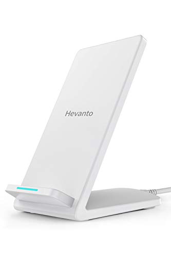 Hevanto Cargador Rápido Inalámbrico, 7.5W Carga Inalambrica para iPhone 11/11 Pro/11 Pro MAX/XS MAX/XR/XS/X/8Plus/8, 10W Cargador Inducción para Galaxy S10/S9/S9+/S9+/Note 10 (Blanco)