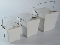 500 St Faltbox aus Hartpapier, eckig mit Henkel Snackbox, Nudelbox, Pastabox, Asiabox, Lunchbox, 450ml / 16oz - 2