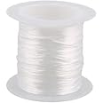 The Orange Emporium White Flat Elastic String, Elastic Beading Thread, for Stretch Bracelet Making, 0.8mm, about 10m a roll (EW-S001-18)