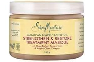 SHEA MOISTURE SheaMoisture Strengthen & Restore Mascarilla Capilar - Para Cabello Natural, Dañado o Tratado Químicamente - Con Aceite de Ricino Negro y Manteca de Karité - Sin Sulfatos - 1 x 355 ml