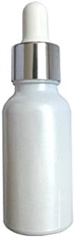 Glass Dropper Bottles with Child Proof Caps (Gloss White with Silver Cap 20ml - 10 Pack)