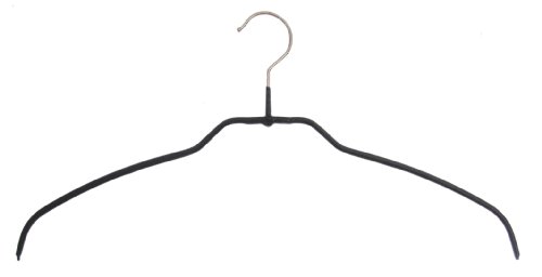 Hagspiel Kleiderbügel aus Metall, Drahtbügel schwarz rutschhemmend beschichtet, für Hemden oder Blusen, 4 mm, 10 Stk., sehr platzsparend - 2