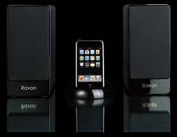 Ravon Audio Orpheo Compact Size iPod Dock with Built-in Amplifier - Black - 30-pin Dock Connector - Compatible with iPod, iPhone, iPad and other Portable Devices