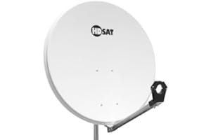 HDSAT Parabole Satellite Acier Blanche 80cm avec Support LNB en Acier Galvanisé idéal Astra EUTELSAT
