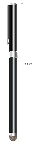 vau Stylus Plus 2.0 – schwarz – Eingabestift & Kugelschreiber für Apple iPhone, iPad + Galaxy Tab, S4, S5 & Co. + EXTRA Ersatzmine & Spitze - 4