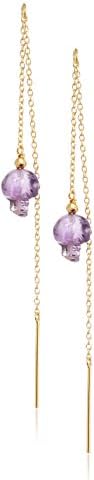 Jade Jagger Single Skull on Chain Amethyst Stone Earings