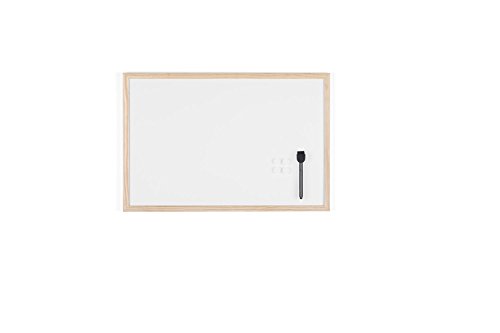 Bi-Office Lavagna Magnetica Bianca Budget Con Cornice In Legno, Superficie Speciale Cancellabile A Secco, 600 x 400 mm